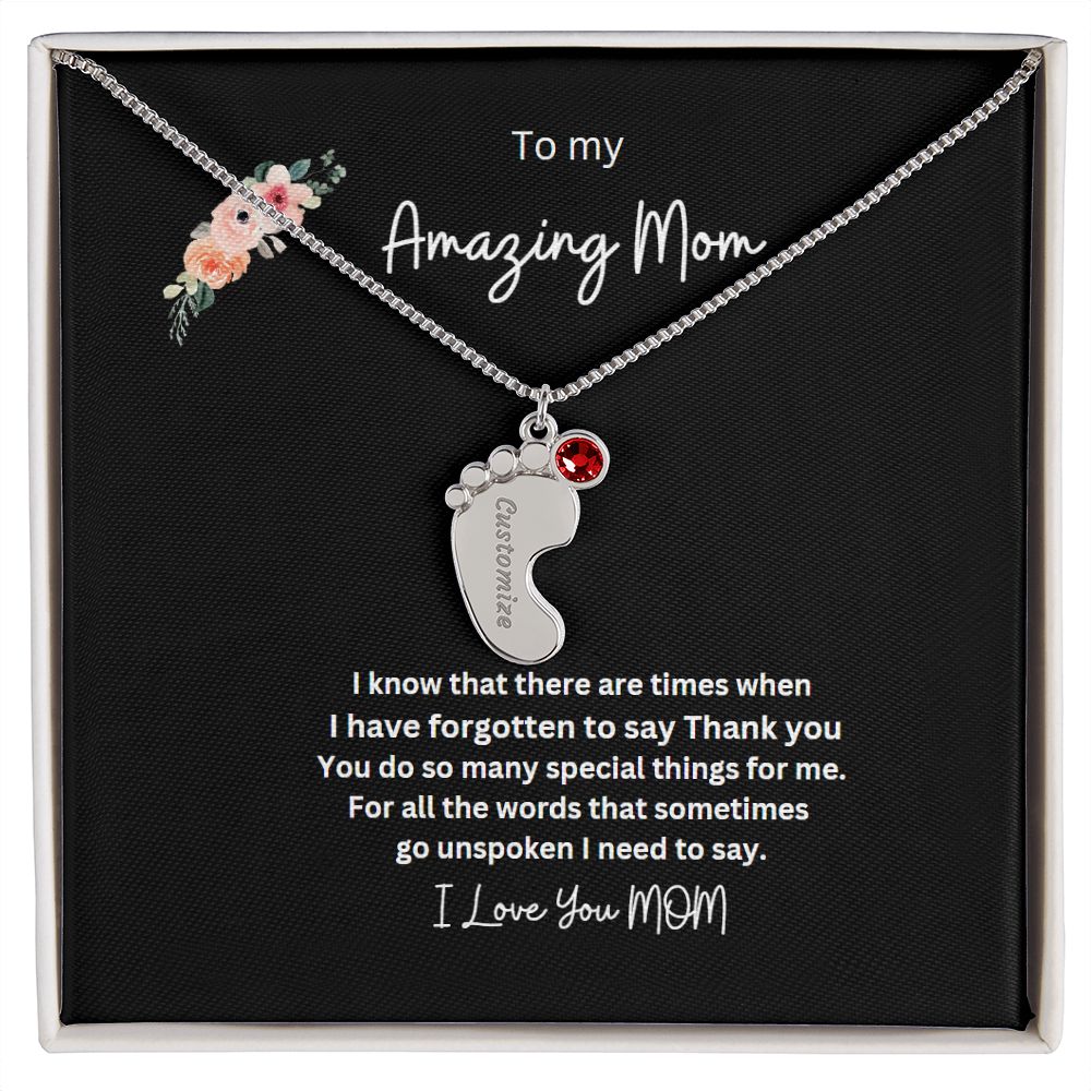 Engraved Baby Feet Necklace Now 50 % off