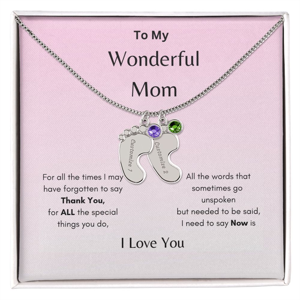 Engraved Baby's Feet Necklace On sale now! Hurry while supplies last!