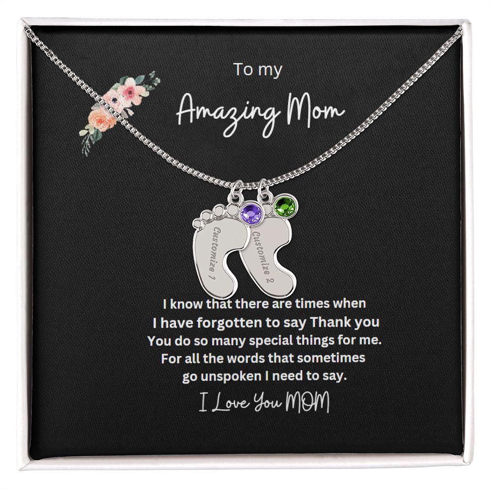 Engraved Baby Feet Necklace Now 50 % off