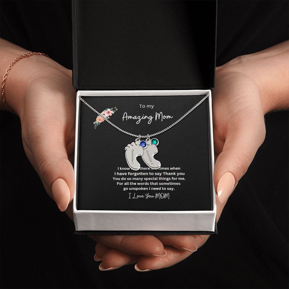 Engraved Baby Feet Necklace Now 50 % off