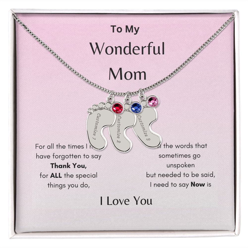 Engraved Baby's Feet Necklace On sale now! Hurry while supplies last!