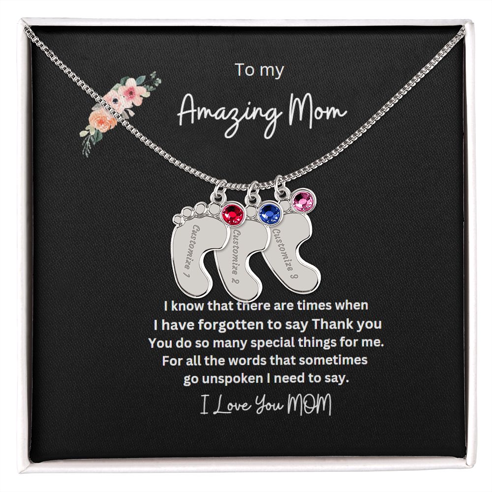 Engraved Baby Feet Necklace Now 50 % off