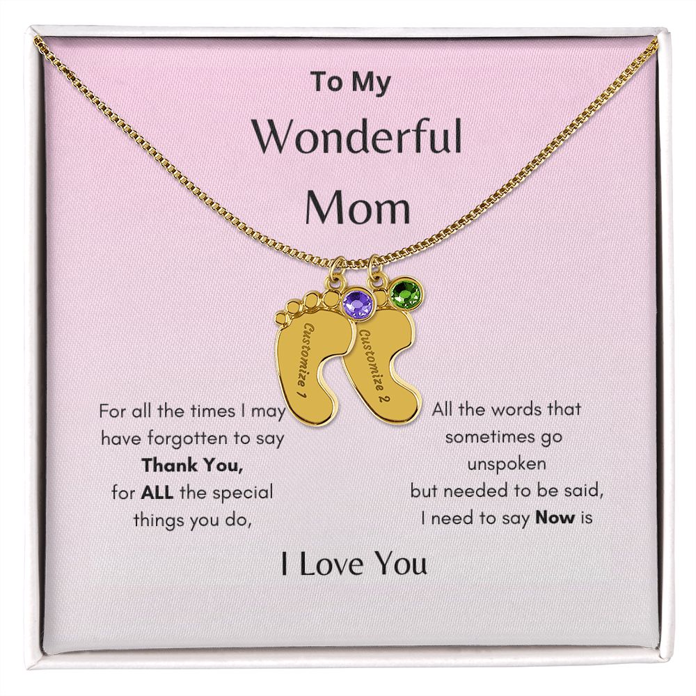 Engraved Baby's Feet Necklace On sale now! Hurry while supplies last!