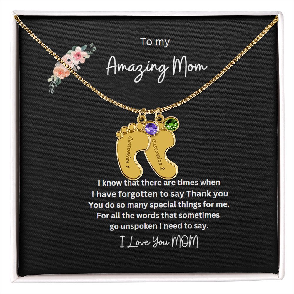 Engraved Baby Feet Necklace Now 50 % off
