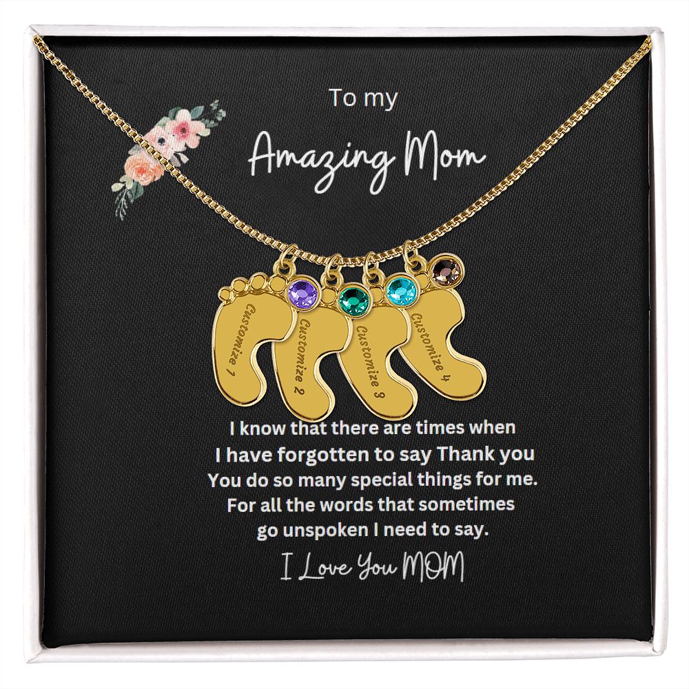 Engraved Baby Feet Necklace Now 50 % off