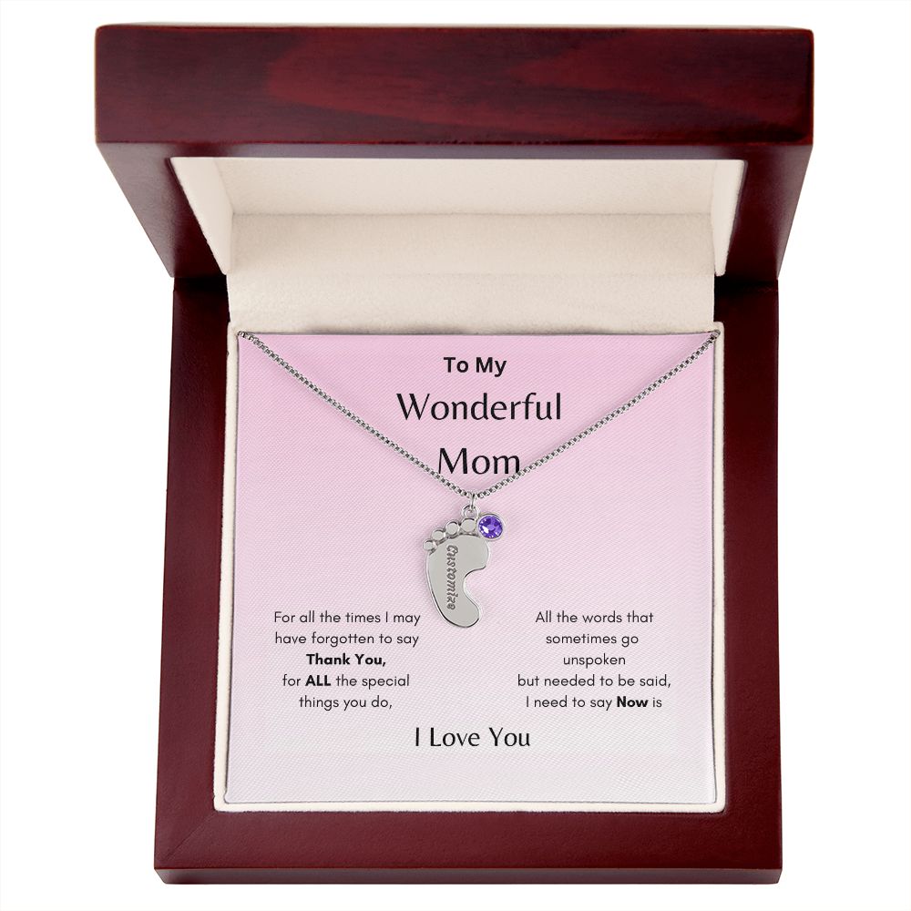 Engraved Baby's Feet Necklace On sale now! Hurry while supplies last!