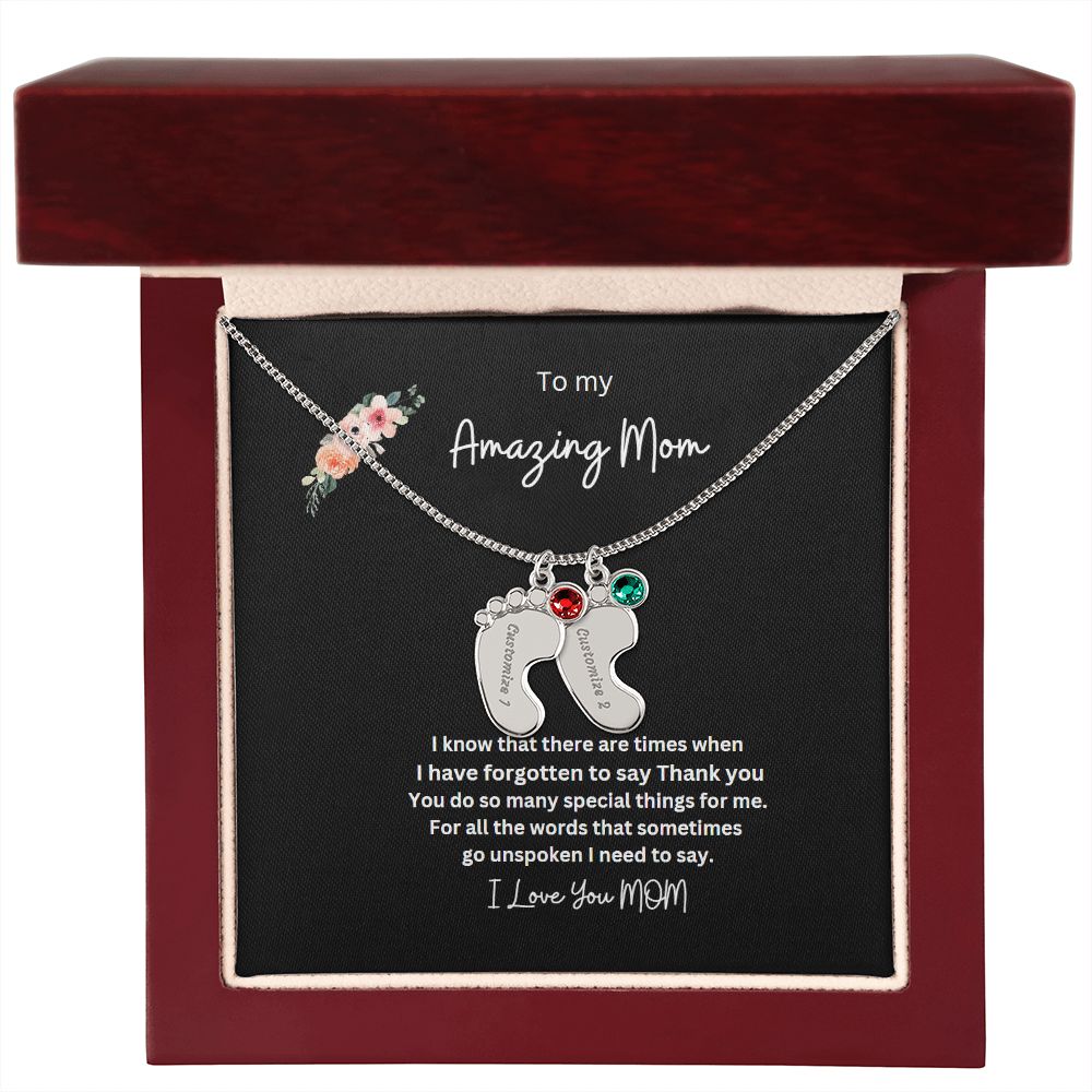 Engraved Baby Feet Necklace Now 50 % off