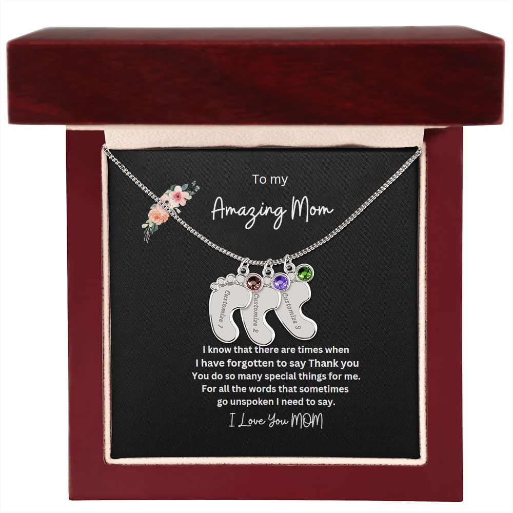 Engraved Baby Feet Necklace Now 50 % off