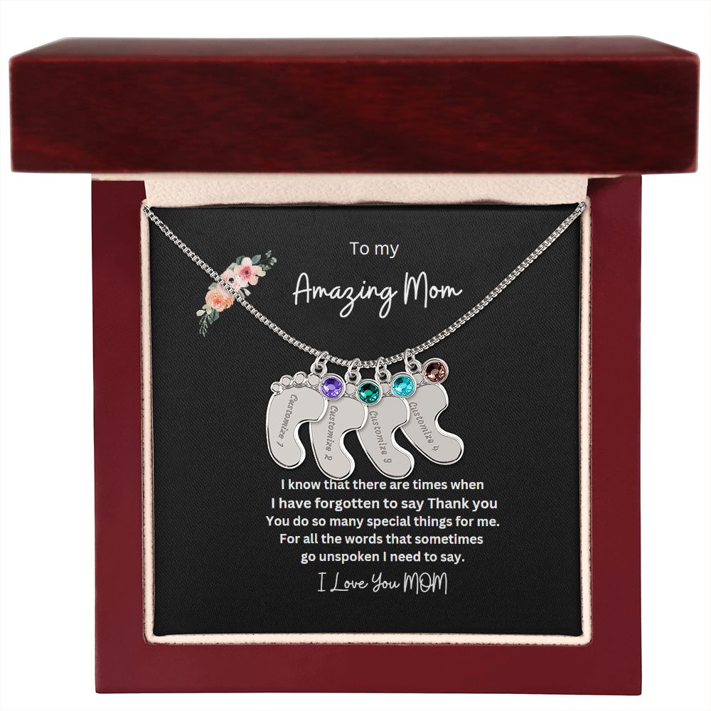 Engraved Baby Feet Necklace Now 50 % off