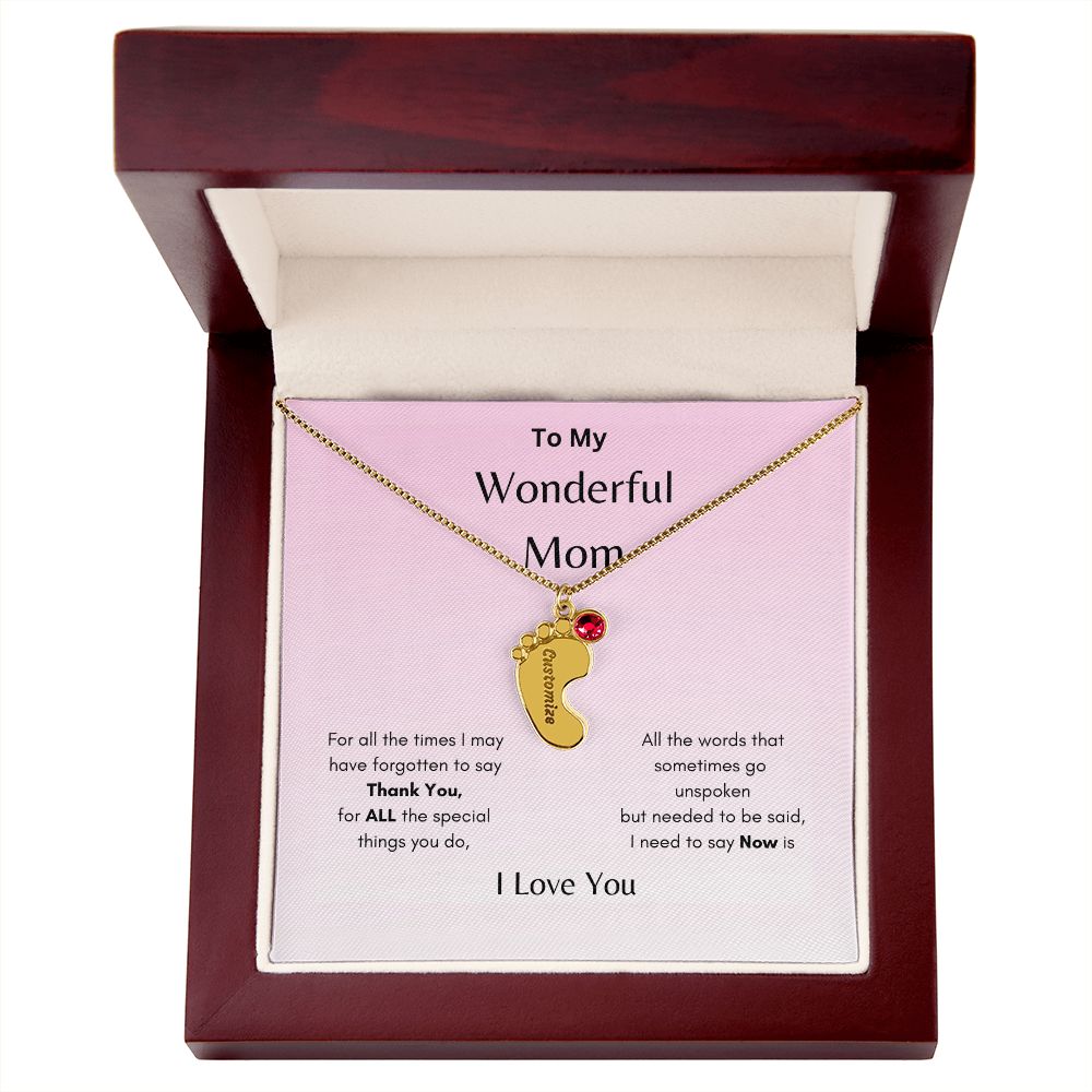 Engraved Baby's Feet Necklace On sale now! Hurry while supplies last!