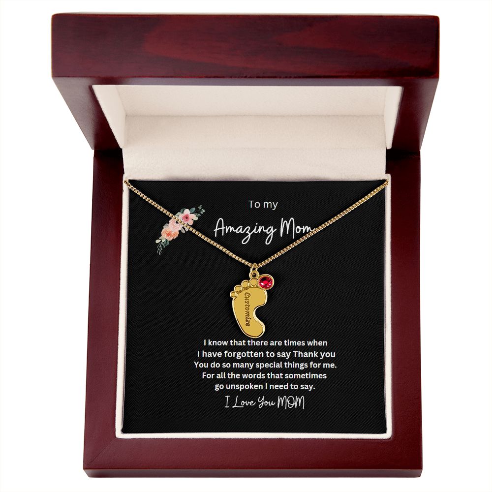 Engraved Baby Feet Necklace Now 50 % off