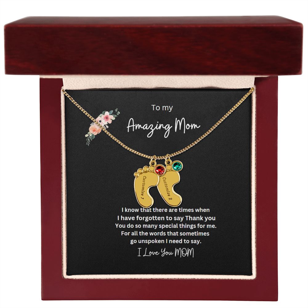 Engraved Baby Feet Necklace Now 50 % off
