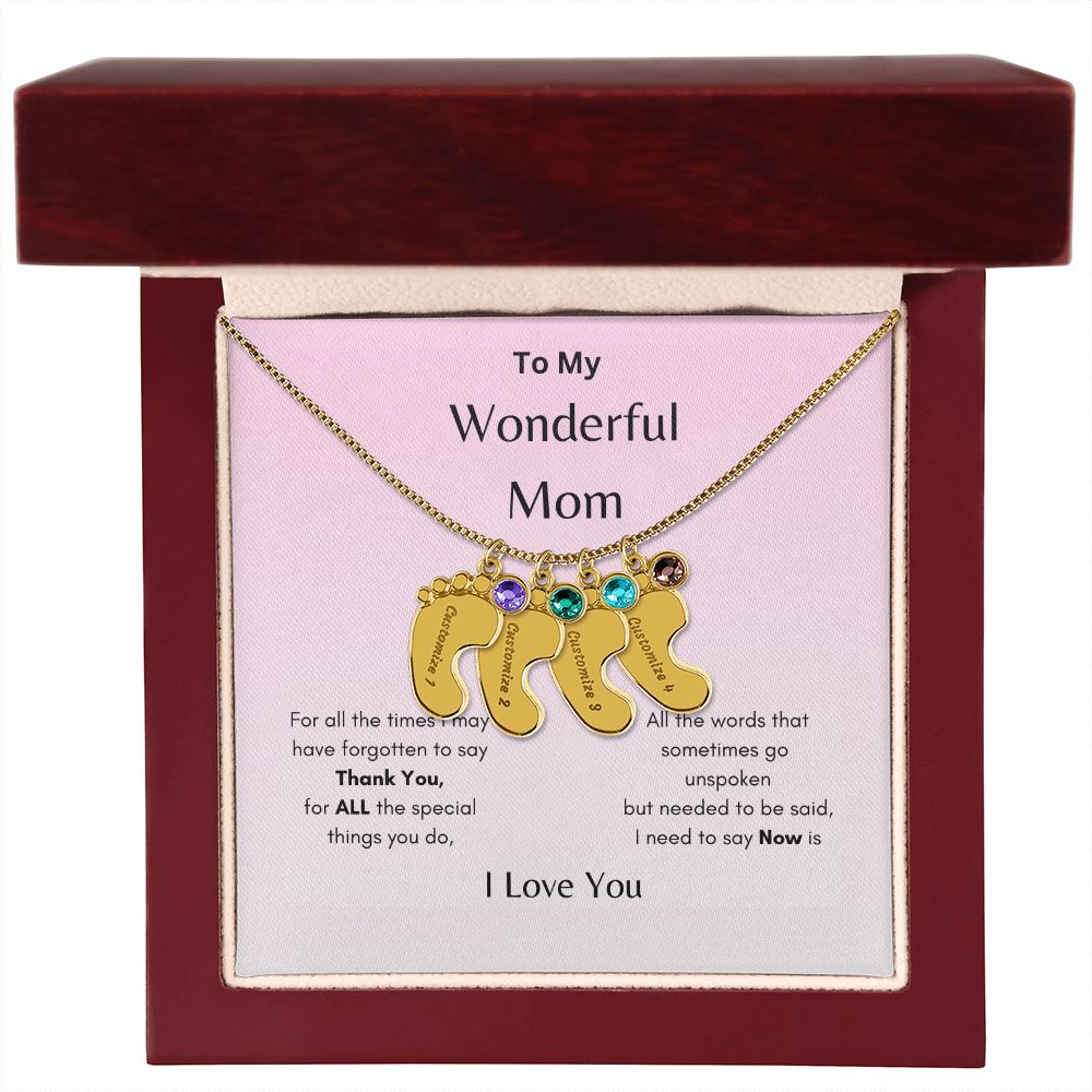 Engraved Baby's Feet Necklace On sale now! Hurry while supplies last!