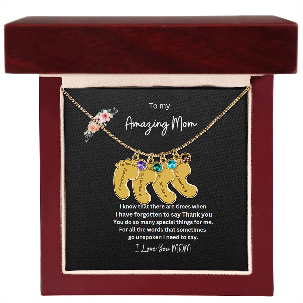 Engraved Baby Feet Necklace Now 50 % off