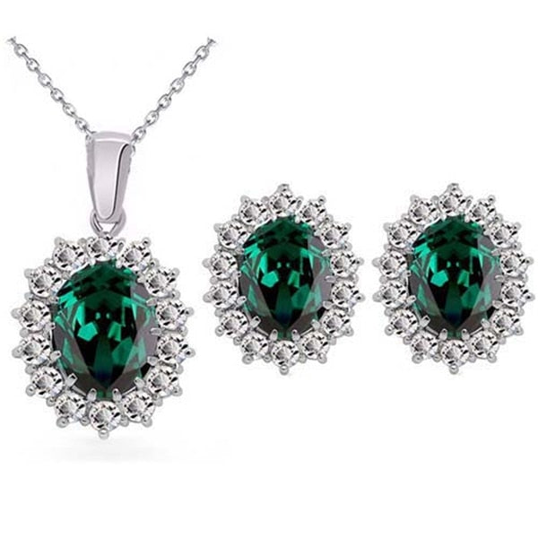 Fashion Blue Crystal Stone Wedding Jewelry Sets For Brides Silver Color Necklace Set For Women African Jewelry Sets & More