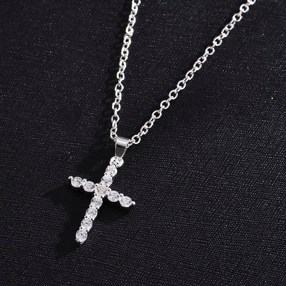 Fast and Furious Movies Actor Dominic Toretto Rhinestone Cross Crystal Pendant Chain Necklace Men Jewelry