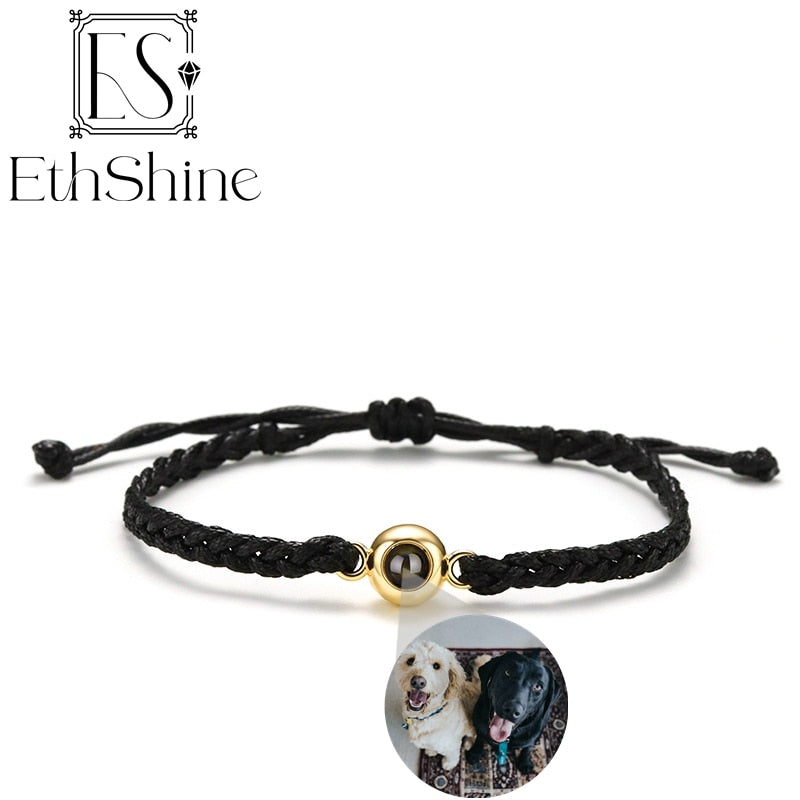 Personalized Circle Photo Projection Bracelet - Couples Custom Jewelry Lover Family Keepsake