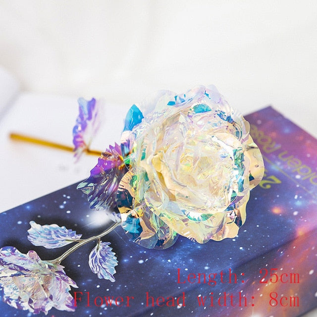 A Gift for Girlfriend Eternal Rose LED Light Foil Flower In Glass Cover Mothers Day, Wedding ,favors Bridesmaid Gift