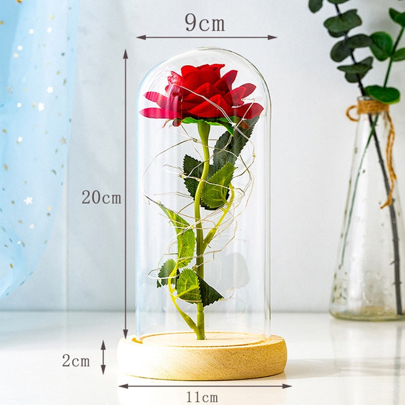 A Gift for Girlfriend Eternal Rose LED Light Foil Flower In Glass Cover Mothers Day, Wedding ,favors Bridesmaid Gift