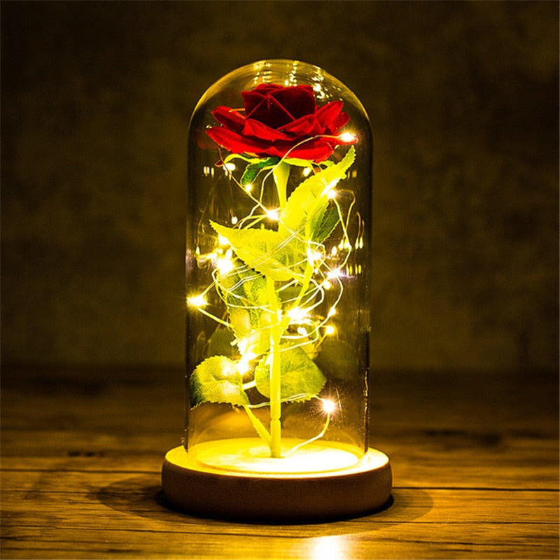 A Gift for Girlfriend Eternal Rose LED Light Foil Flower In Glass Cover Mothers Day, Wedding ,favors Bridesmaid Gift