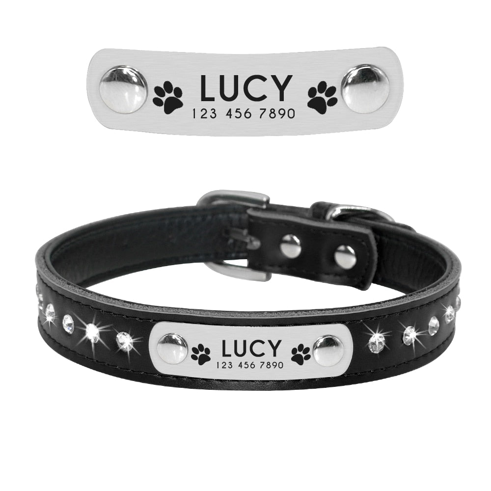 Leather Cat Collar Personalized Cat Collar For Puppy Small Dogs Pet Kitten Nameplate Collar Free Engraving Adjustable