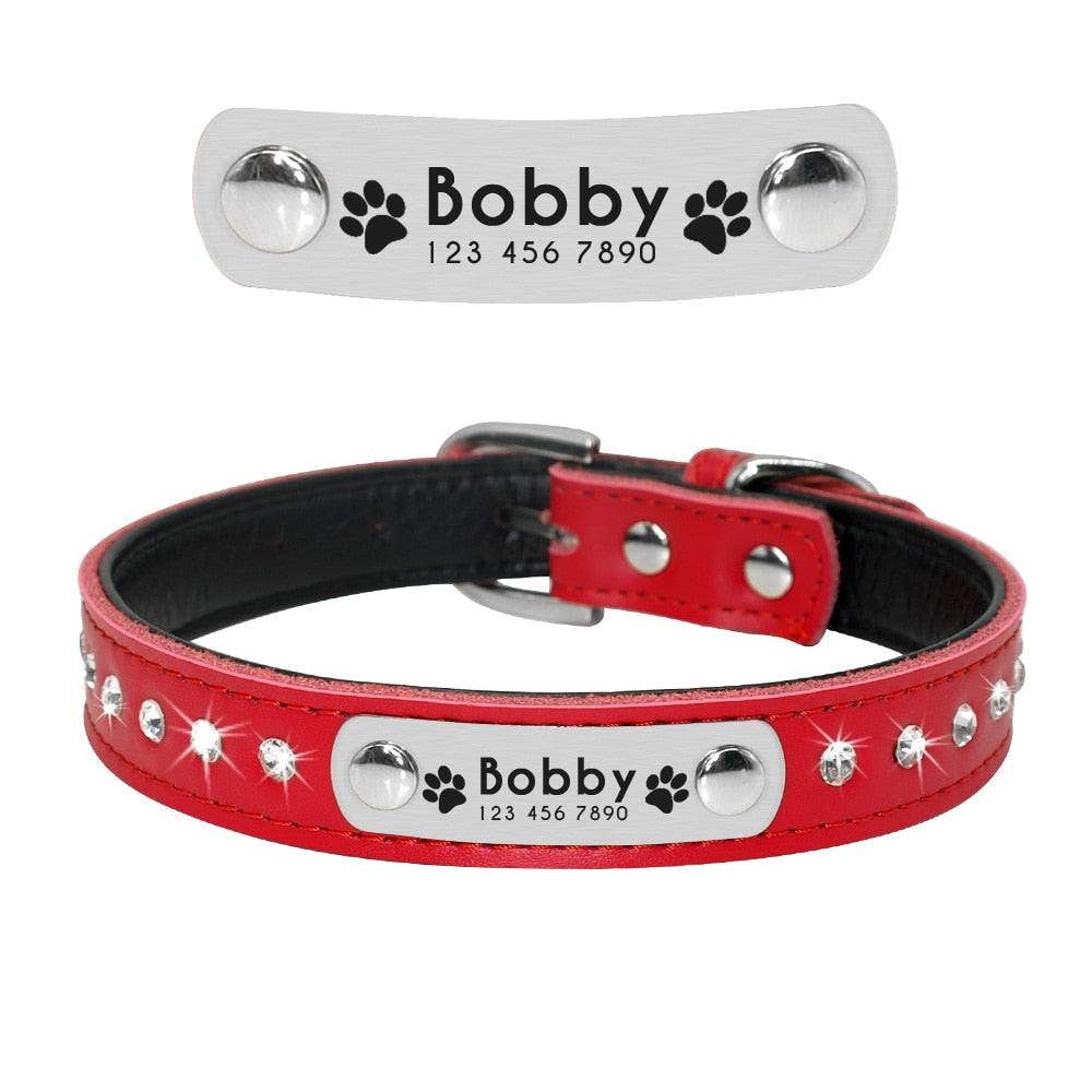 Leather Cat Collar Personalized Cat Collar For Puppy Small Dogs Pet Kitten Nameplate Collar Free Engraving Adjustable