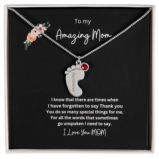 Engraved Baby Feet Necklace  Now 50 % off