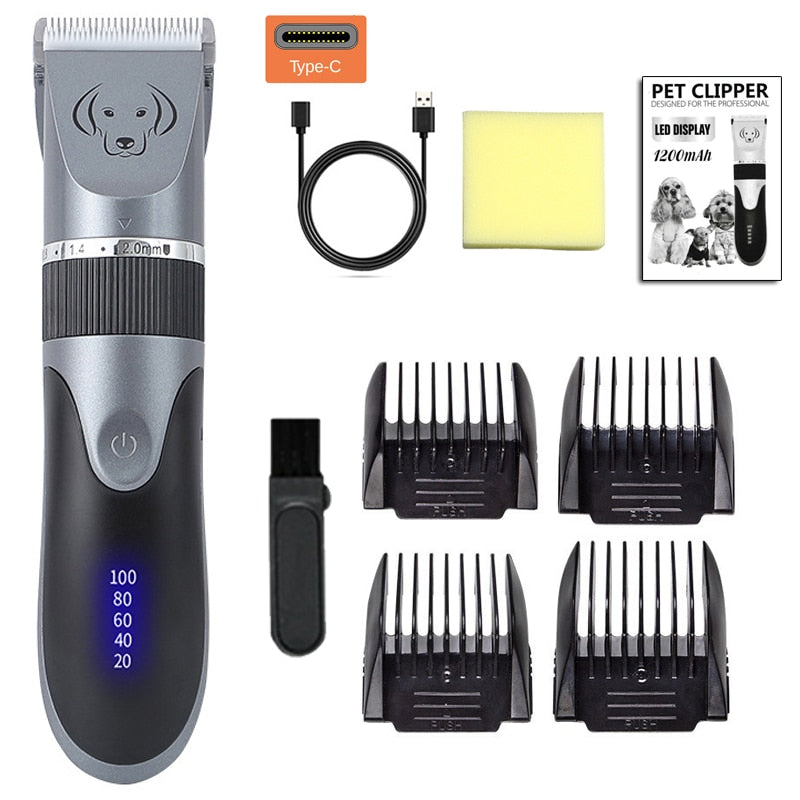 Pet Clipper Electric Pet Hair Trimmer Shaver Rechargeable Pet Dog Cat Low-Noise Hair Clipper Grooming Shaver Cut Machine Set