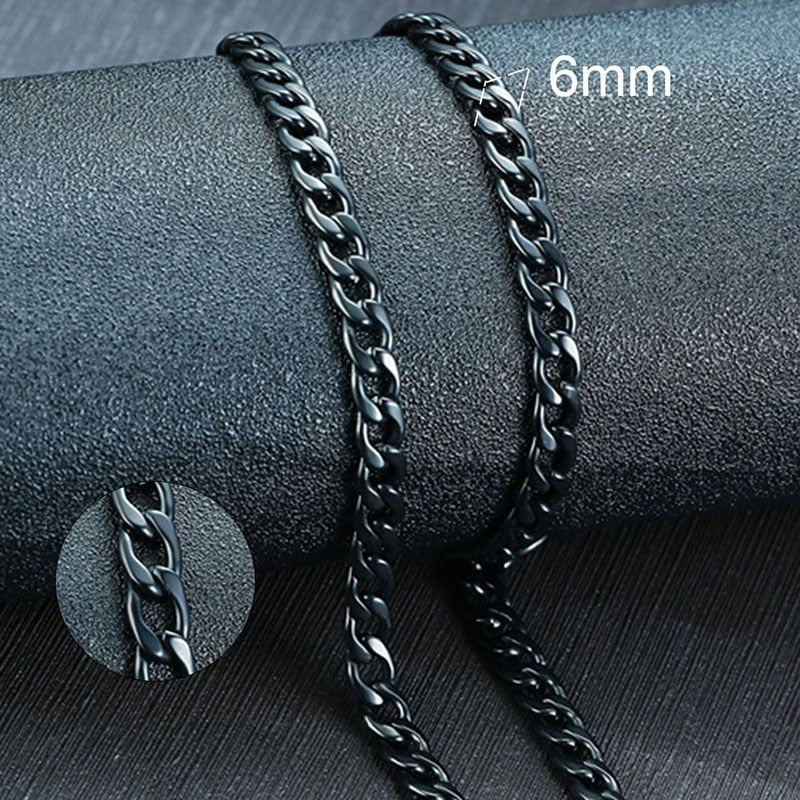 Vnox Men&#39;s Cuban Link Chain Necklace Stainless Steel Black Gold Color Male Choker colar Jewelry Gifts for Him