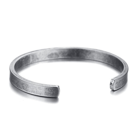 Men&#39;s Vintage Cuff Bangle Original Railroad Antique Color Solid Bracelet Stainless Steel Braslet for Male Jewelry