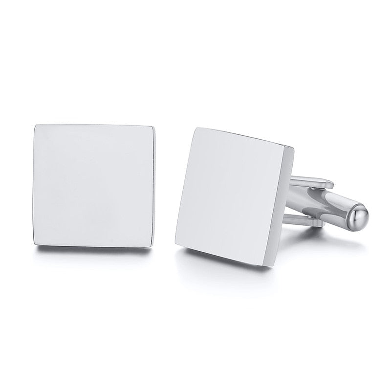 Engrave Initial Cufflinks for Wedding Birthday Groomsmen Gift Stainless Steel Cufflinks Statement Jewelry
