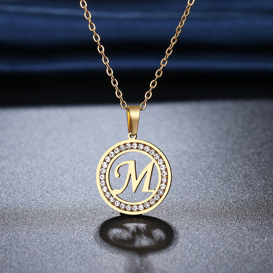 CACANA 316L Stainless Steel 26 letters A-Z Necklace NEW Crystal Rhinestone Necklaces For Women Wedding, Graduation or Just Because Gifts