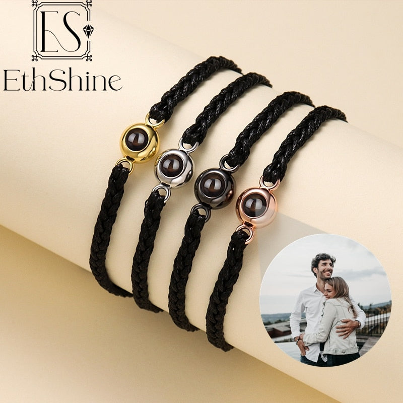 Personalized Circle Photo Projection Bracelet - Couples  Custom Jewelry  Lover Family Keepsake