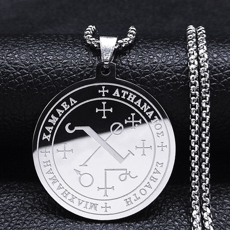 Seven Archangels Amulet Stainless Steel Necklaces Men Seal of Solomon Talisman Christian Protection Jewelry collar hombre N1162