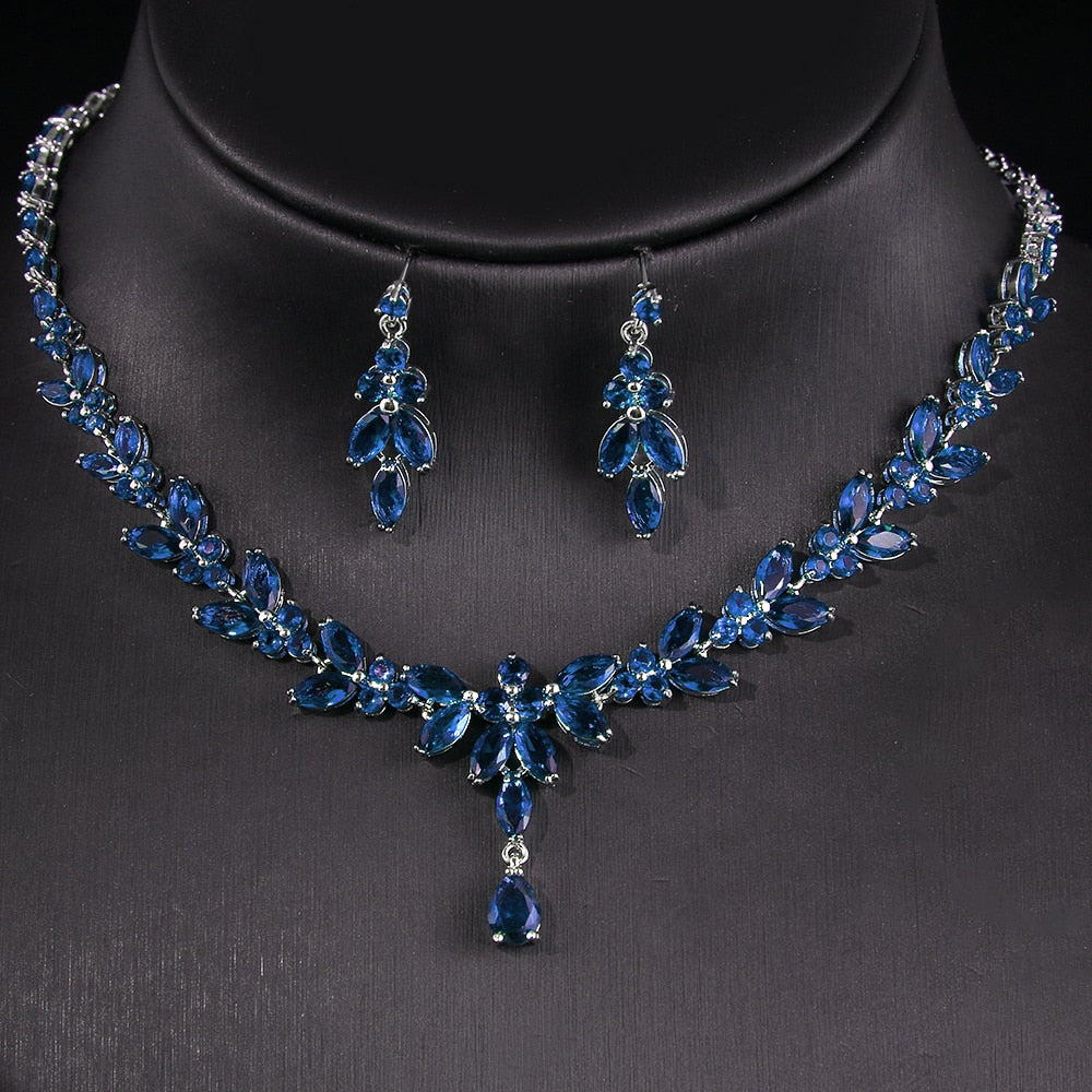 Emmaya Exquisite Jewelry Sets For Women Wedding Party Accessories Cubic Zircon Stud Earrings &amp; Necklace Gift