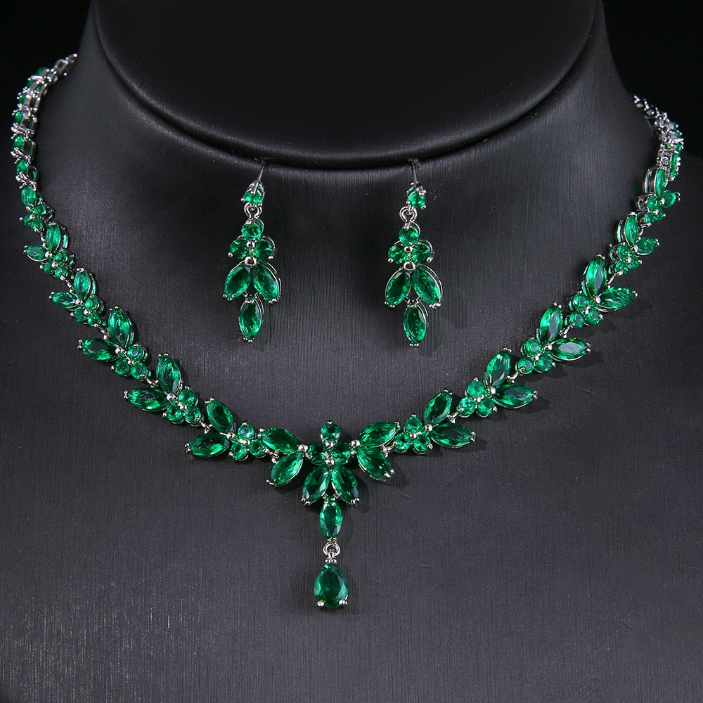 Emmaya Exquisite Jewelry Sets For Women Wedding Party Accessories Cubic Zircon Stud Earrings &amp; Necklace Gift