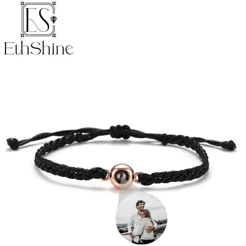 Personalized Circle Photo Projection Bracelet - Couples  Custom Jewelry  Lover Family Keepsake