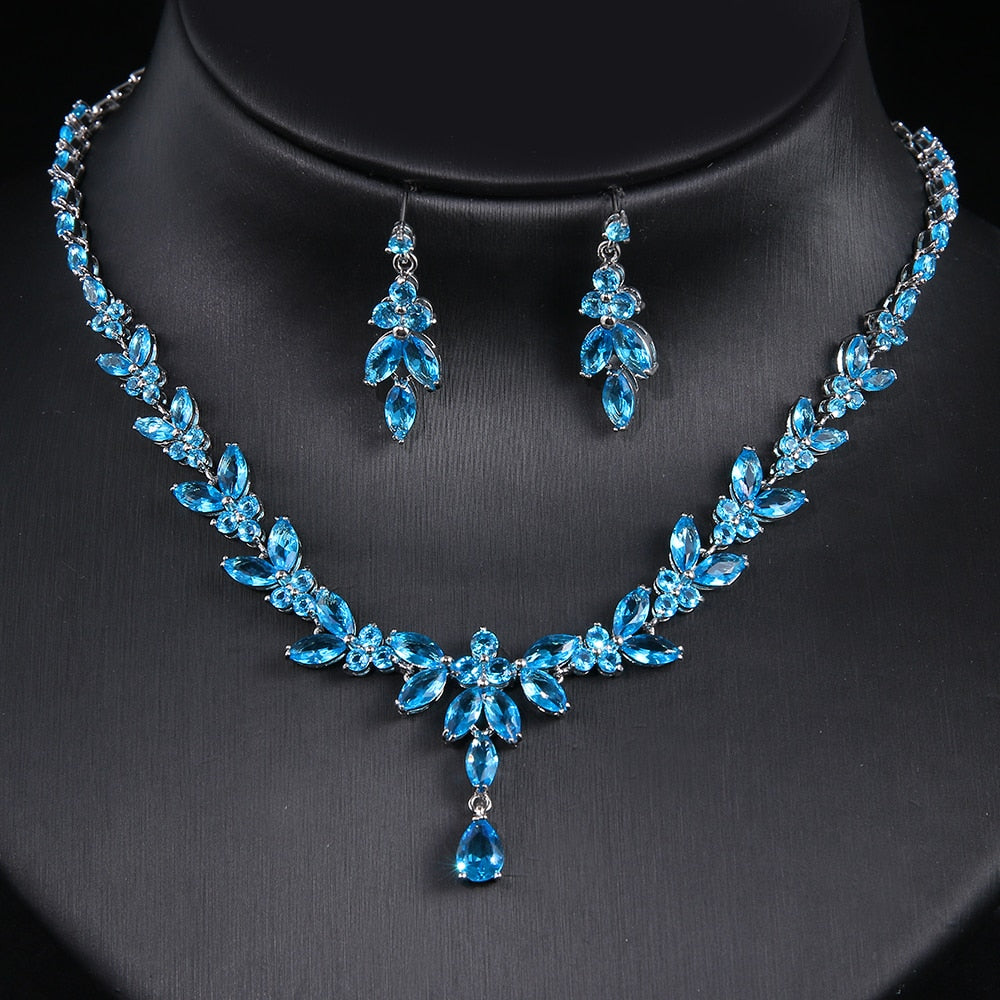 Emmaya Exquisite Jewelry Sets For Women Wedding Party Accessories Cubic Zircon Stud Earrings &amp; Necklace Gift