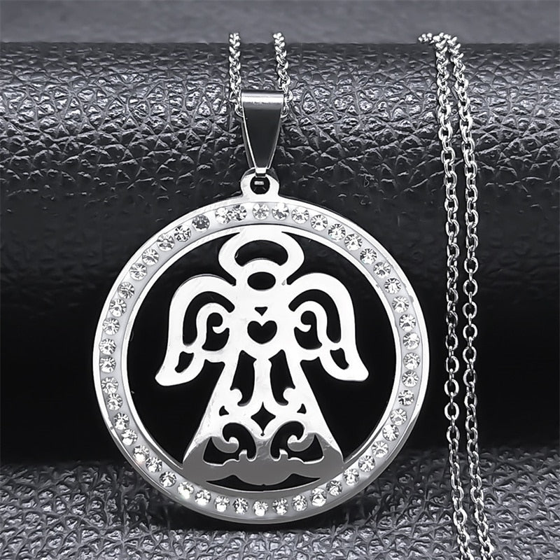 Seven Archangels Amulet Stainless Steel Necklaces Men Seal of Solomon Talisman Christian Protection Jewelry collar hombre N1162
