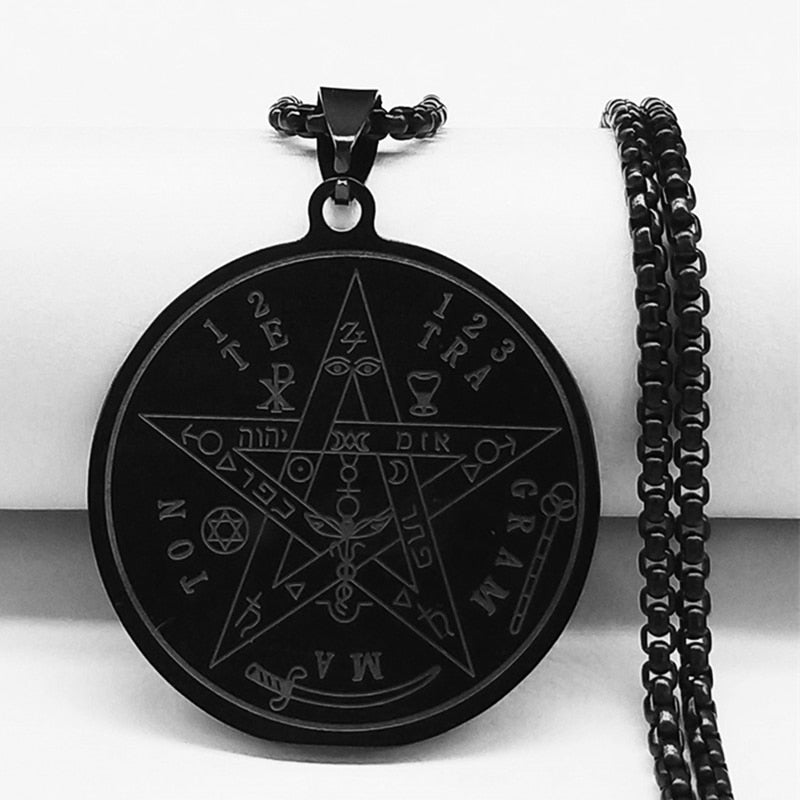 Seven Archangels Amulet Stainless Steel Necklaces Men Seal of Solomon Talisman Christian Protection Jewelry collar hombre N1162