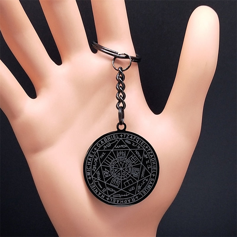 Seven Archangels Amulet Stainless Steel Necklaces Men Seal of Solomon Talisman Christian Protection Jewelry collar hombre N1162