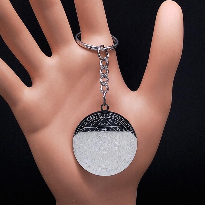 Seven Archangels Amulet Stainless Steel Necklaces Men Seal of Solomon Talisman Christian Protection Jewelry collar hombre N1162