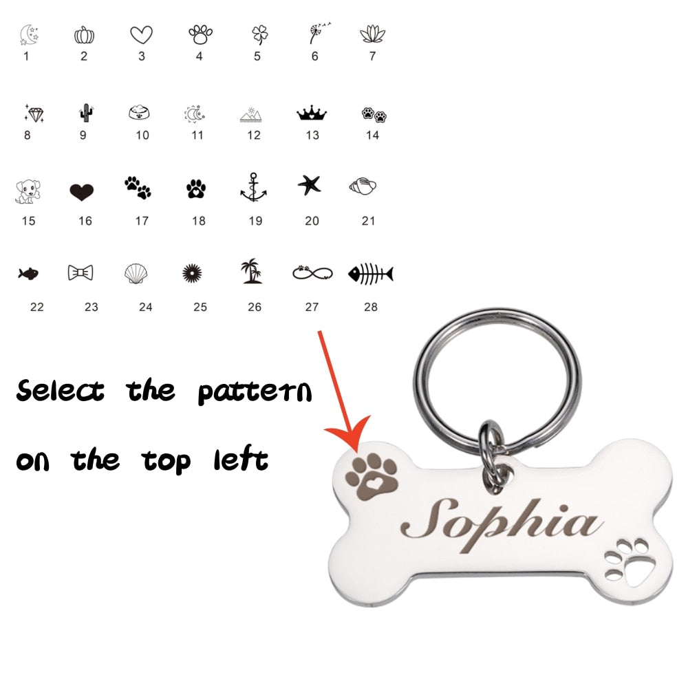 Personalized Pet ID Tag Keychain Engraved Pet ID Name for Cat Puppy Dog Collar Tag Pendant Keyring Bone Pet Accessories
