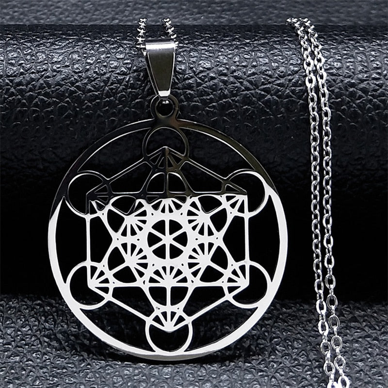 Seven Archangels Amulet Stainless Steel Necklaces Men Seal of Solomon Talisman Christian Protection Jewelry collar hombre N1162