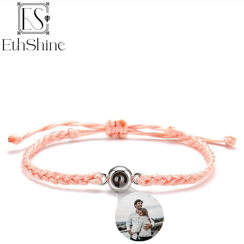 Personalized Circle Photo Projection Bracelet - Couples  Custom Jewelry  Lover Family Keepsake