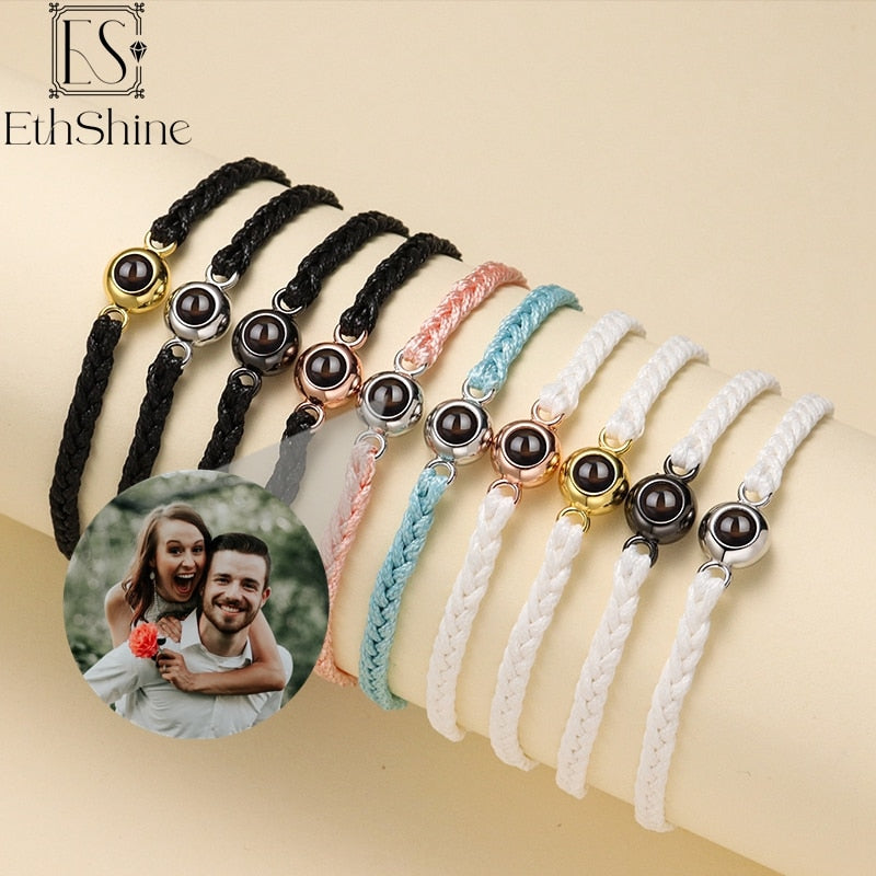Personalized Circle Photo Projection Bracelet - Couples  Custom Jewelry  Lover Family Keepsake