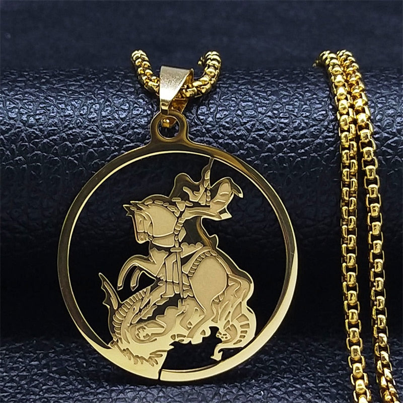 Seven Archangels Amulet Stainless Steel Necklaces Men Seal of Solomon Talisman Christian Protection Jewelry collar hombre N1162