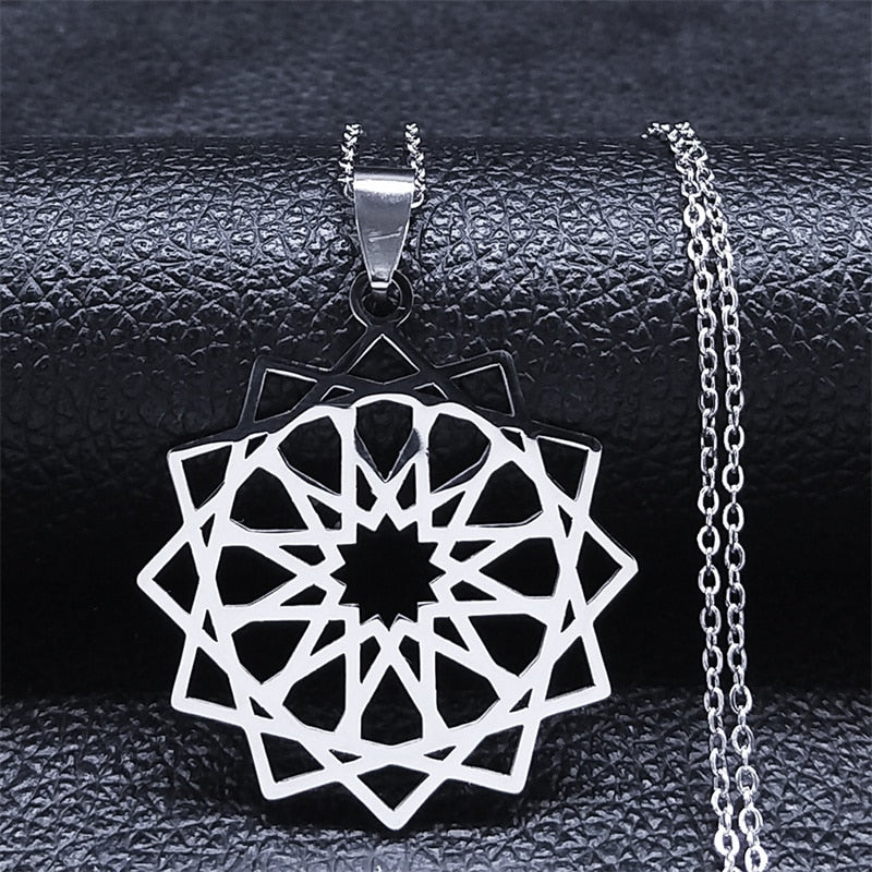 Seven Archangels Amulet Stainless Steel Necklaces Men Seal of Solomon Talisman Christian Protection Jewelry collar hombre N1162