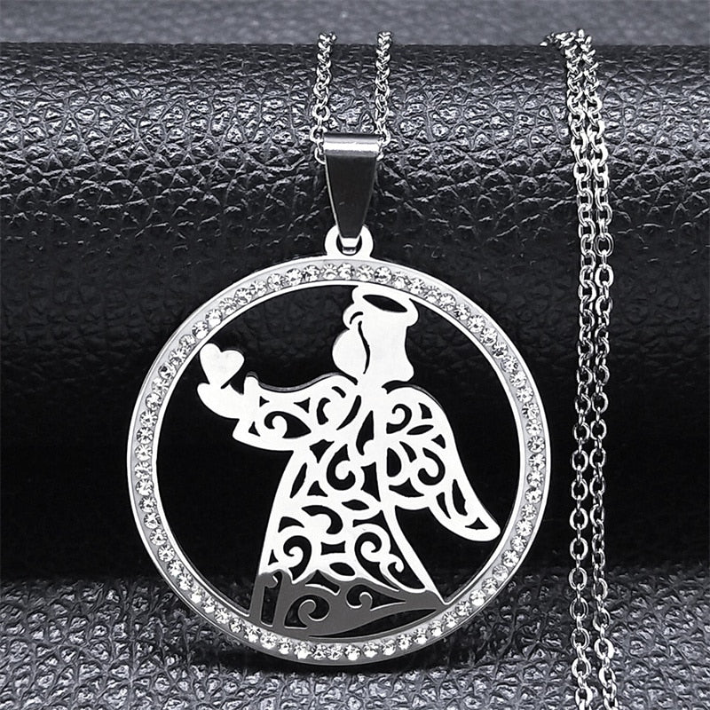 Seven Archangels Amulet Stainless Steel Necklaces Men Seal of Solomon Talisman Christian Protection Jewelry collar hombre N1162