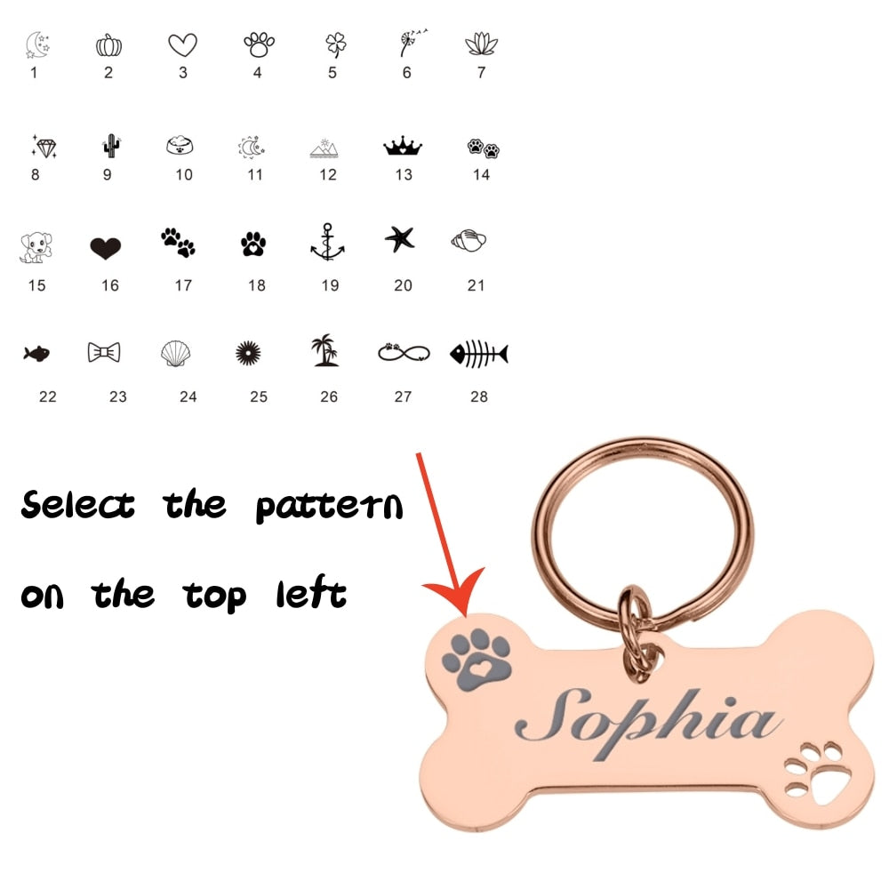Personalized Pet ID Tag Keychain Engraved Pet ID Name for Cat Puppy Dog Collar Tag Pendant Keyring Bone Pet Accessories